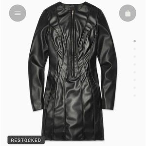 NWT Khy Faux Leather Bodycon Mini Dress Zip Front XXS Kylie Jenner